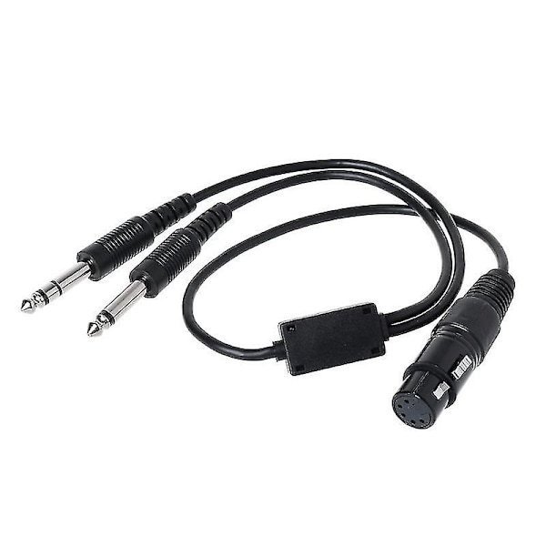 Svart Slitesterk Flyhodetelefon For Buss Xlr Til Ga (dobbel Plugg) Pilot Hodetelefon Adapter Konverter