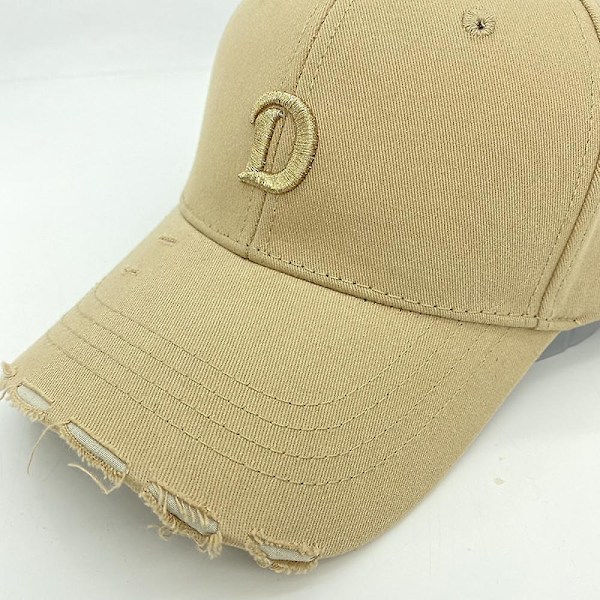 Hatt Kvinner Vår Sommer D Bokstav Broderi Rivet Retro Baseball Caps Menn (Svart)