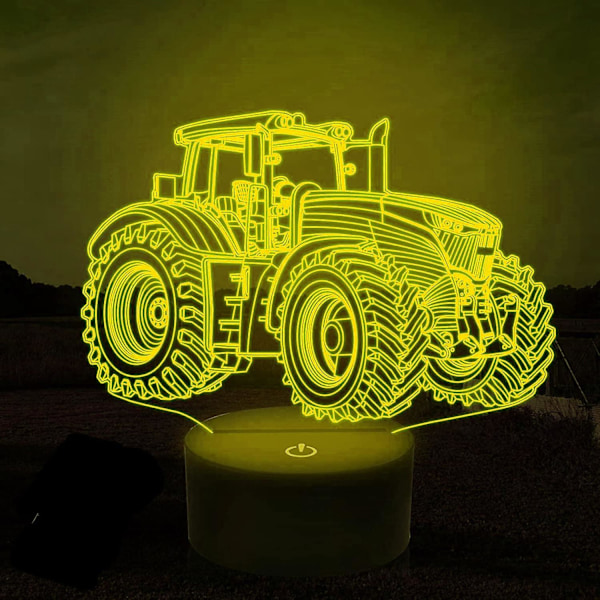 3D Lastebil Traktor Bil Nattlys Bordskrive Optisk Illusjon Lamper 7 Farge Skiftende Lys LED Bordlampe Jul Hjem Kjærlighet Bursdag Barn Dekor Gave