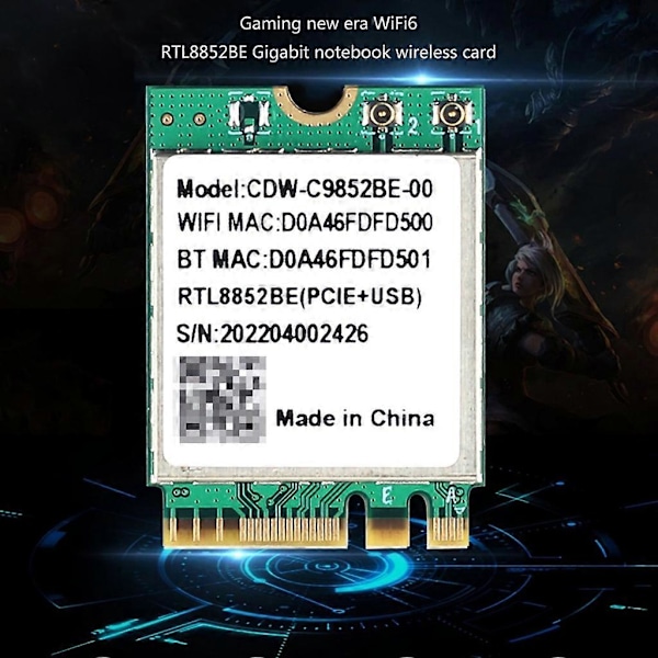 Wifi 6 Realtek RTL8852BE Verkkokortti 1800Mbps BT 5.0 Dual Band Langaton Wi-Fi-sovitin 802.11ac/ax 2.4G/5Ghz MU-MIMO