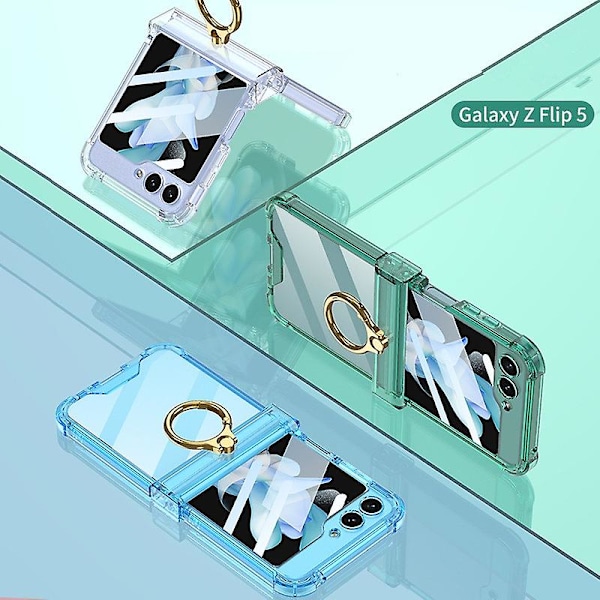 MagSafe Transparent Skal för Samsung Galaxy Z Flip 5 med Ringhållare, TPU Stötskydd med Liten Skärmskydd