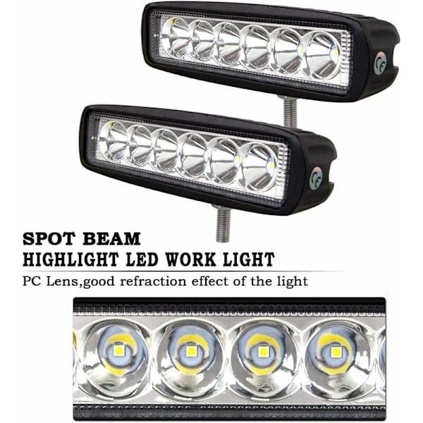 LED Arbeidslys LED Lysstripe 12V 18W 15cm LED Bilfrontlykt Vanntett IP67 Spot Tåkelys LED Arbeidslys for 4x4 Motorsykkel Bil Lastebil Traktor...
