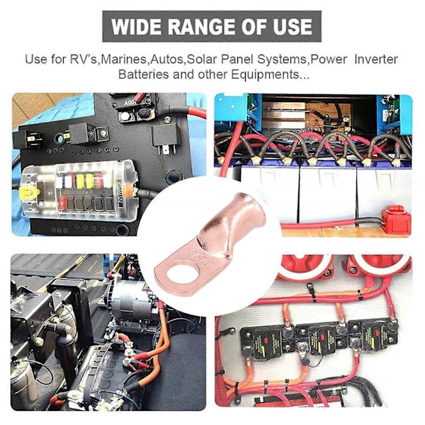 2AWGx3/8 Batterikabelender Wire Lugs Bare Kobber Øjne til Marine Bil Udendørs