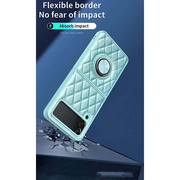 Nahkainen Samsung Galaxy Z Flip 4 5G 2022 -kotelo renkaalla, sormenrengas iskunkestävä ylellinen Flip 4 takakotelo