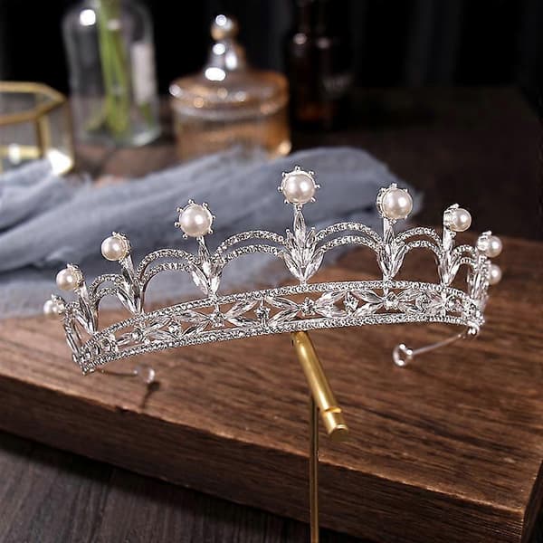 Dronningkrone og hodeplagg, Krystallprinsessekrone - Gave til barn, Bursdagsgave Gold color