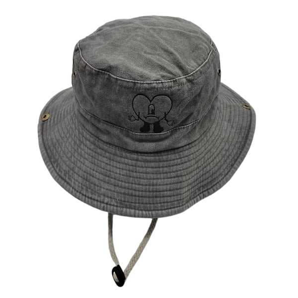 Bucket Hat Un Verano Sin Ti Bad Bunny Kærlighedshjerte Broderi Vindtæt Reb Foldbar Solbeskyttelse Åndbar
