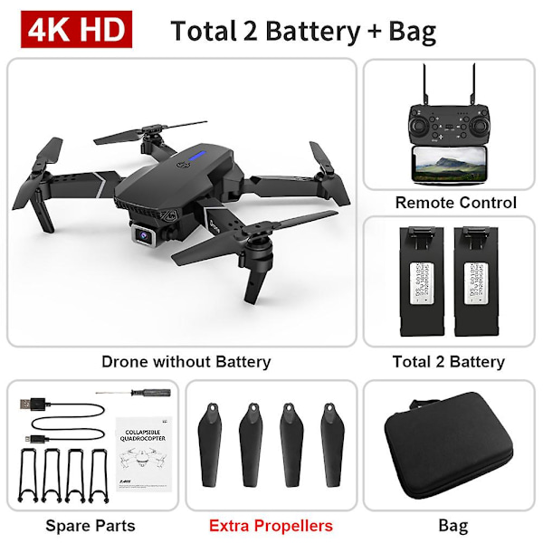 Ny RC Drone 2024 med 4K HD-kamera, WiFi FPV, sammenleggbar quadcopter, 3 batterier, bestselger