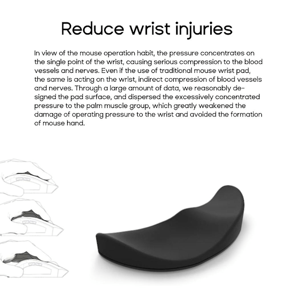Ergonomisk Mussemåtte Silikon Mussemåtte Anti-slip Hånd Arm Håndledsstøtte Støtte Måtte