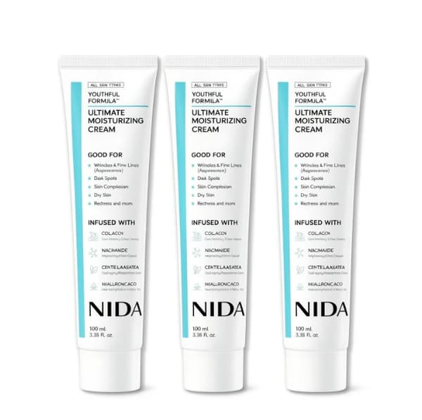 3x NIDA Super Moisturizing Cream, hellävarainen ja kiinteyttävä voide.
