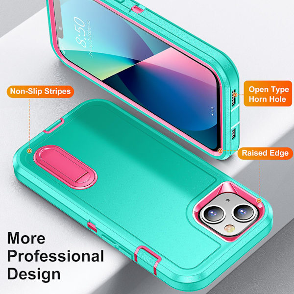 Til Apple iPhone 13, Stødtæt Beskyttelsesetui, Commuter Series, Grøn/Pink