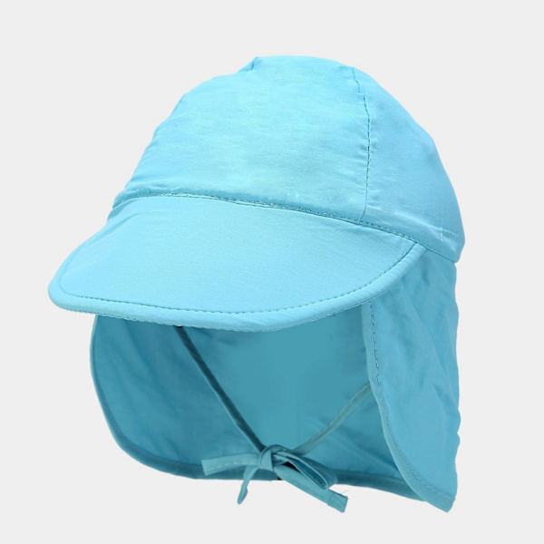 Solhatt för barn, utomhus, pojkar och flickor, lekhatt med nackskydd, UPF 50+, nät, bred brätte, snabbtorkande, 4-8 år, vandring, fiske, himmelsblå