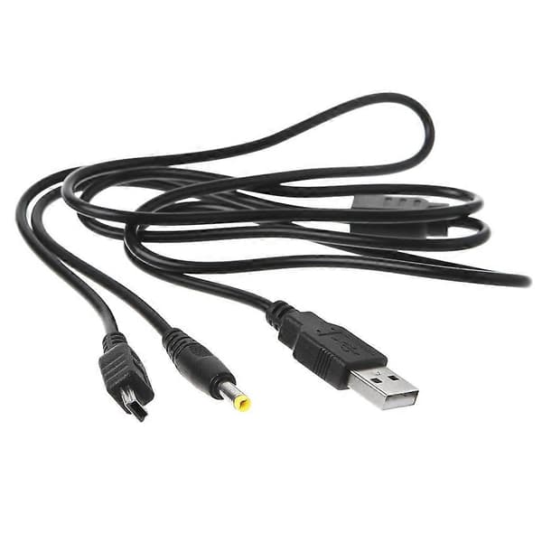 1,2 m / 3,94 ft 2-i-1 USB-datakabel Opladekabel Ledning Velegnet til PSP 2000/3000 Konsol - Sort