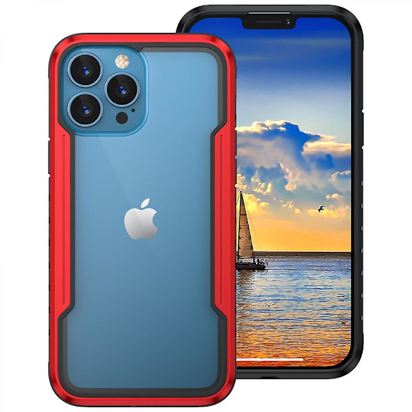 WEKITY - Kompatibelt iPhone 13-fodral med kolfibermönster, 12 tum, droptest, helkroppsskydd, stötsäkert metallfodral med trådlös laddning
