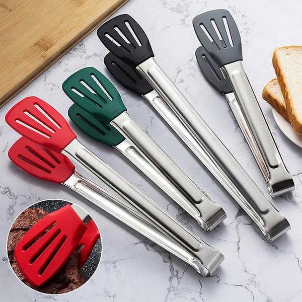 Grilltang med silikonhode i rustfritt stål - Multifunksjonell matklemme