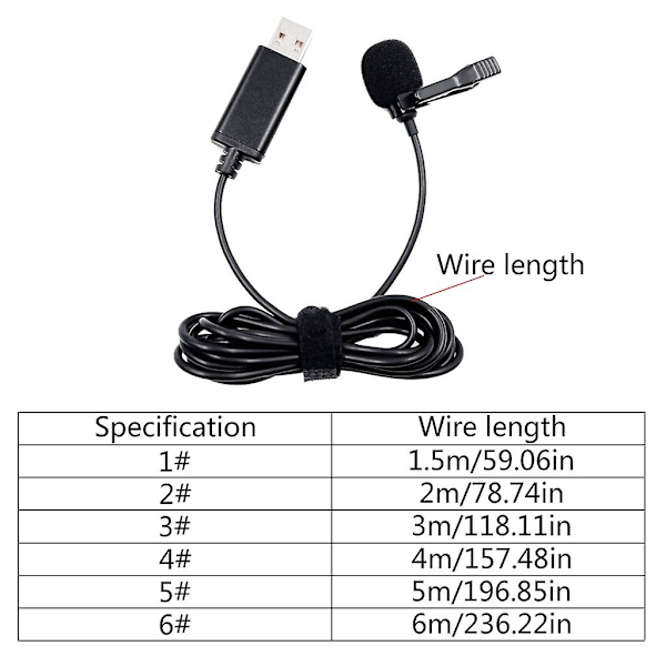 USB Mini Bærbar Klips-på Lapel Lavalier Knaphuls Mikrofon Ledningsforbundet Mikrofon Til PC