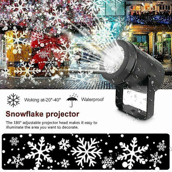 Nyaste LED Julrörelse Laserprojektor Ljus Snöflinga Jul utomhuslampa