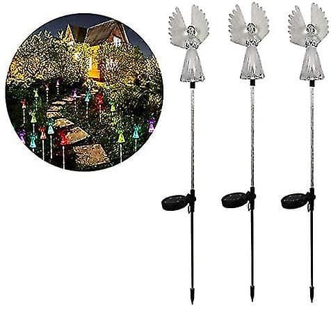 Solcellelys Engel, Pakke med 2 Ud af Angel Path Stake Lights Lyse Vinger Farvede Lamper (pakke med 2)