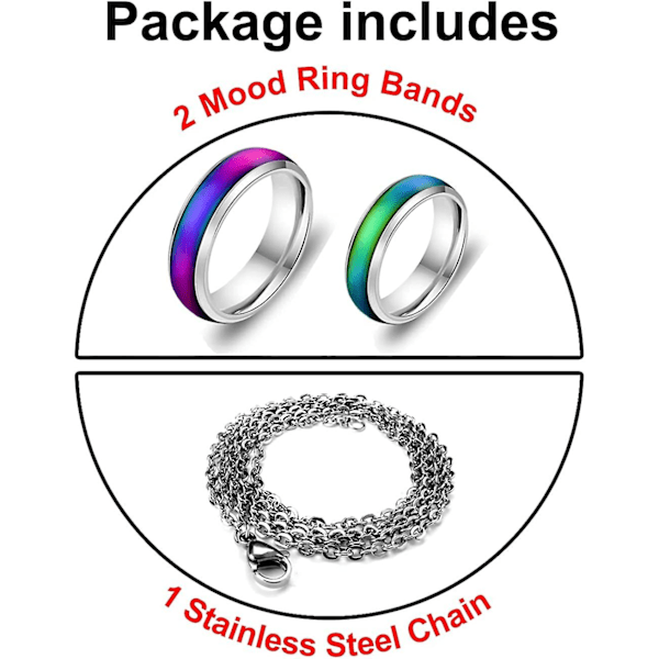 Stemningsringe til Voksne & Børn - 2 stk. Stemningsringe til Mænd & Kvinder Farveskiftende Ringe - Dreng & Pige Stemningsring Rustfrit Stål Bånd Stemningssmykker