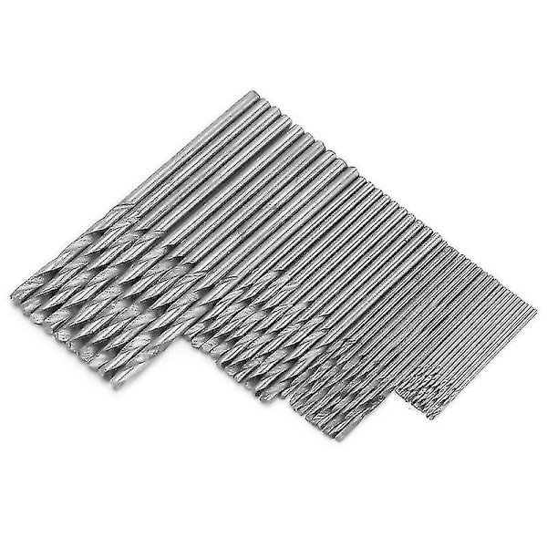 Mini HSS-borr 0,5 mm-2 mm Rak skaft Spiralborr Set Verktyg, (silver)(40 st)