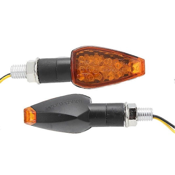 2 st MC Blinkers 14 LED Styrlampa Indikator Tillbehör Passar Yamaha Gul Lins