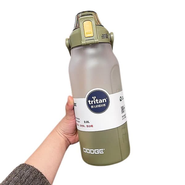 Stor Kapacitet Bærbar Plastik Gradient Stråkop Sort + Tilfældig Sticker 1500ml