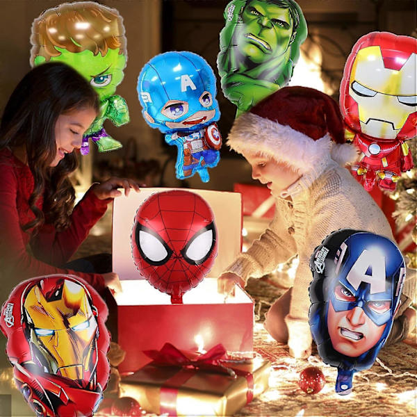 7 stk Superhelte Balloner ZHULIA-Avengers Superhelt Tema Folieballoner til Børnefødselsdagsfest Tilbehør Dekoration, Perfekt Fest