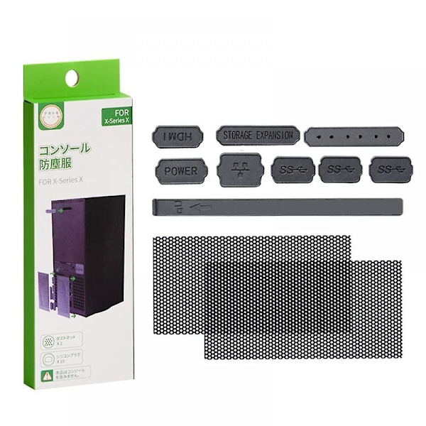 Støvhette-sett for Xbox Series X, Støvhette-sett for Xbox Series X-konsoll med 8 silikonestøvpropper og 2 støvhetter