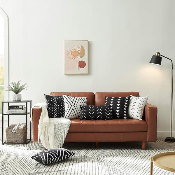 Sæt med 2 hvide pudebetræk 45 x 45 cm Boho Aztec Polyesterblanding Firkantede dekorative pyntepudebetræk til sofa, seng