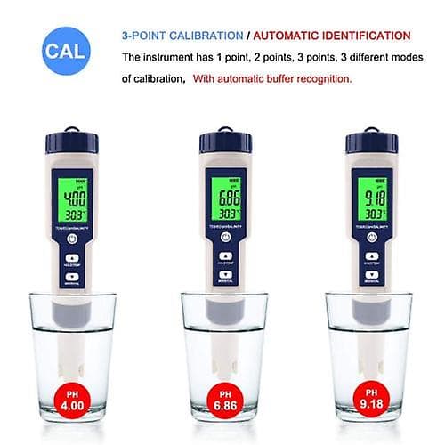 PH-mätare, Ez-9909 5 i 1 Hög Precision Bärbar Digital Vattenkvalitetsmätare, Fo