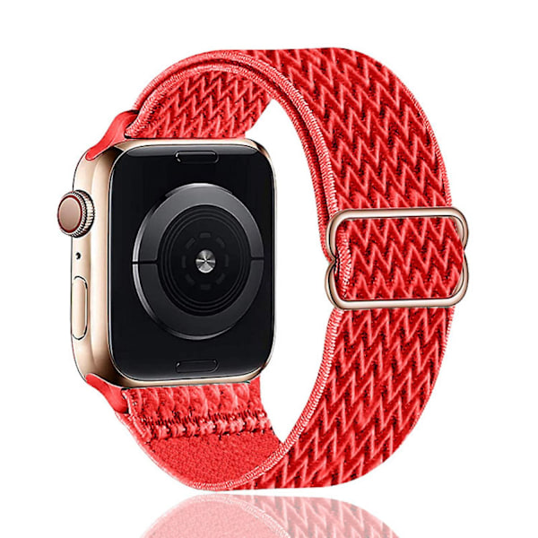 Stretchband Kompatibel med Apple Band Justerbar Stretch Flätad Elastisk Nylon för iWatch 7 --- Röd 38/40/41mm