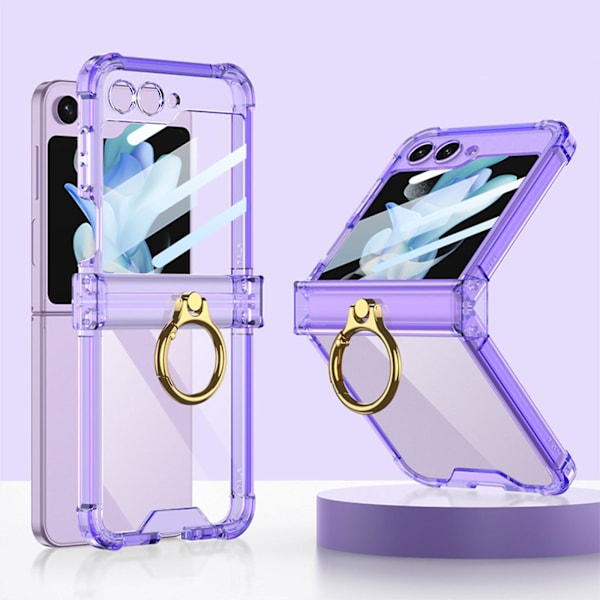 Klar Case Kompatibel Med Galaxy Z Flip 5, Blød TPU All-inclusive Beskyttelsesdækning Med Ringholder & Hængselbeskyttelse