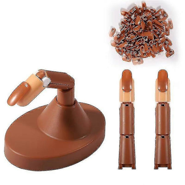 Nagelträningspraktikhand - Nageldisplay Manikyrtillbehör, Flexibla Rörliga Falska Modellhänder för Naglar Manikyr, Bästa Manikyr (1st, Brun)