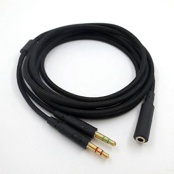 3,5 mm Universal 2-i-1 Spillingshodetelefon Audio- Forlengelseskabel for Cloud II/Alpha-/Cloud Flight/Core Hea
