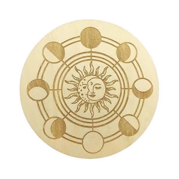 Trä Måne Stjärna Spådom Healingbräda Meditation Energi Snidade Bräda Ornament