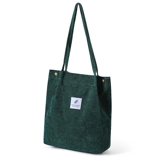 AVEKI Kvinnors Corduroy Tote Handväska, Perfekt för Shopping, Resor, Skola och så vidare, Mörkgrön
