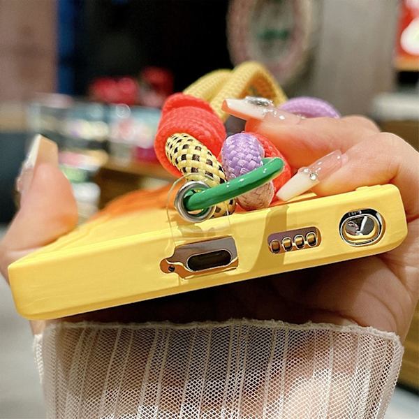 Kærlighedshjerte-etui Kompatibelt med Samsung Galaxy S24 Ultra, Blødt Silikon Bølgeformet Ramme Gradient Farve Cover med Håndrem