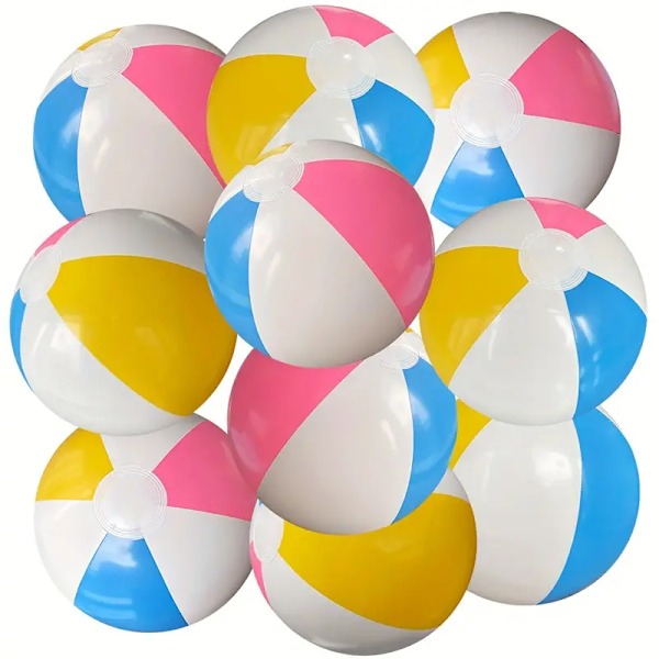 10 st Fyrfärgade Strandbollar, 4-färgs Boll Uppblåsbar Färgboll, Pool Leksak Boll, Strandfest Present, Uppblåsbar Ballon Strandboll