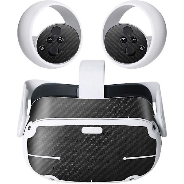 VR Headset og Controller Stickers Skin Decal til Oculus Quest 2 Tilbehør (Carbon Black)