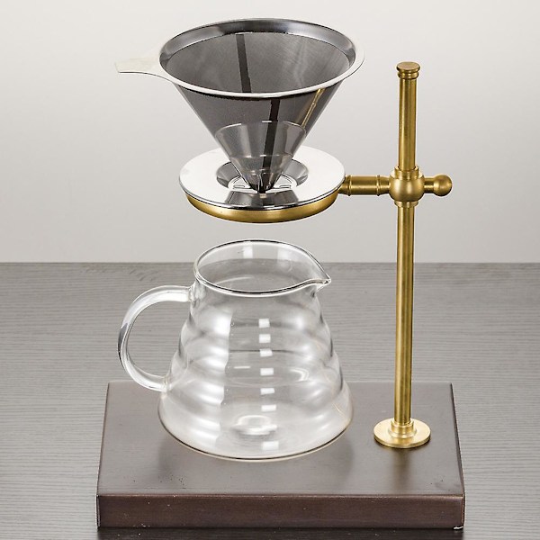 Genanvendelig Rustfrit Stål Hæld-Over Kaffe Filter Kegle Drypper med Kop Stativ