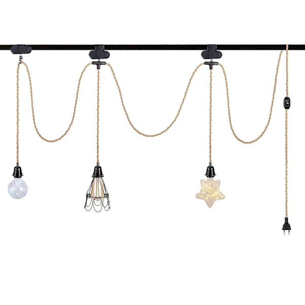6,8M 2-leder Linen Elektrisk Kabel, med E27 Fatning og Afbryder, til DIY Lampe (uden pære)