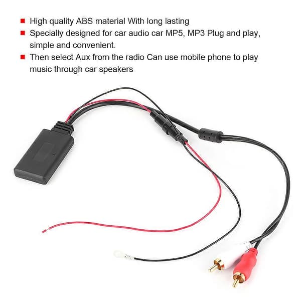 Universal Bluetooth AUX-mottakermodul 2 RCA AUXIN-adapter for bilaudio