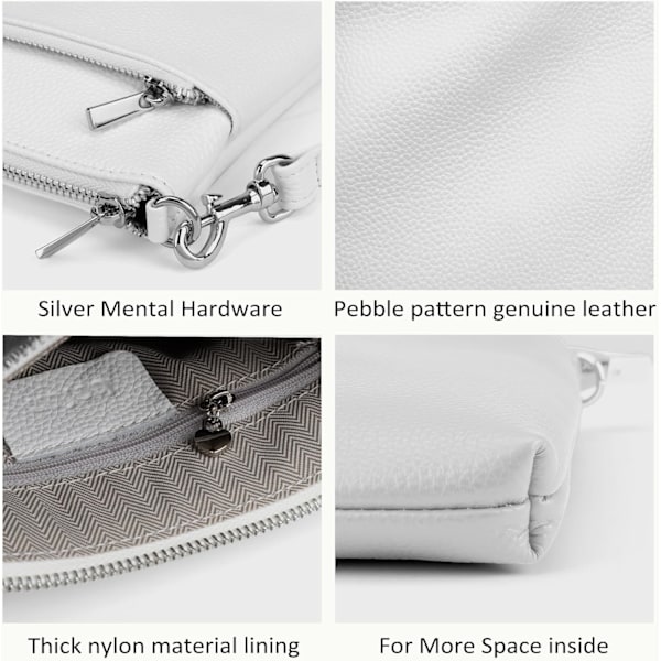 Äkta Läder Crossbody Väska Dam Liten Axelväska Vit Dam Crossbody Väska Resehandväska - Vit