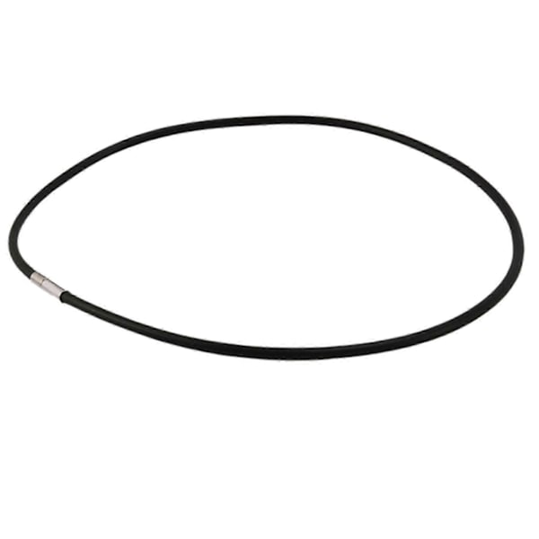 3 stk. 3mm Sort Gummi Snøre Halskæde med Rustfrit Stål Lukning - 45 cm