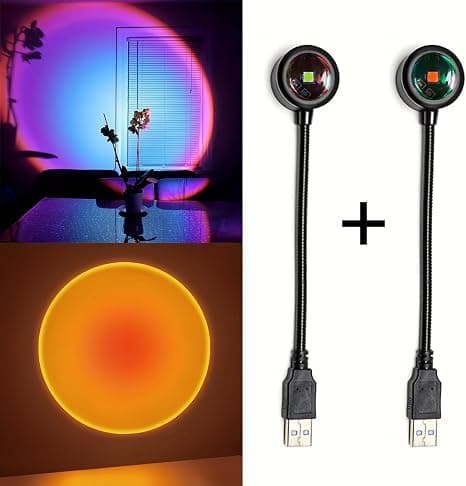 2 stk LED solnedgangsprojeksjonslampe USB nattlys for hjemmefest og soverom Solnedgangslampeprojektor for romantisk atmosfære