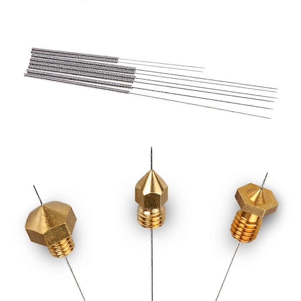 8 kpl 3D-tulostimen metallista suuttimien puhdistusneuloja 0,2 mm / 0,25 mm / 0,3 mm / 0,35 mm 3D-tulostimen suuttimille