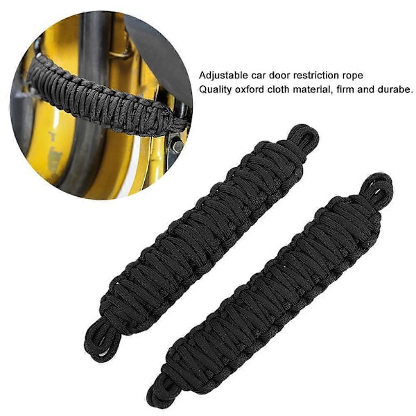 2 stk Bil Dørbegrensnings Tau Beskyttelse Begrense Stropp Passer for Jeep Wrangler TJ 1997-2006 Svart