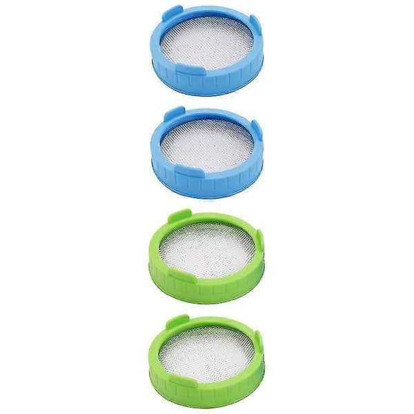 4-pack Groddlock, Plastgroddlock med Rostfritt Stål Nät för Bredmunnade Burkar, Grodd