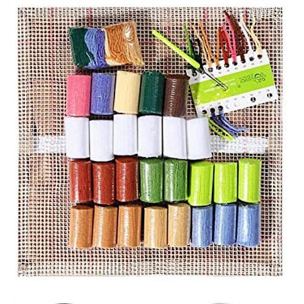 Latch Hook Teppersett for Voksne Teppersett Lagingsett Livets Tre Trykt Lerret Tapestrysett Broderisett DIY Heklet Garnsett Håndverksett Kreativ Gave