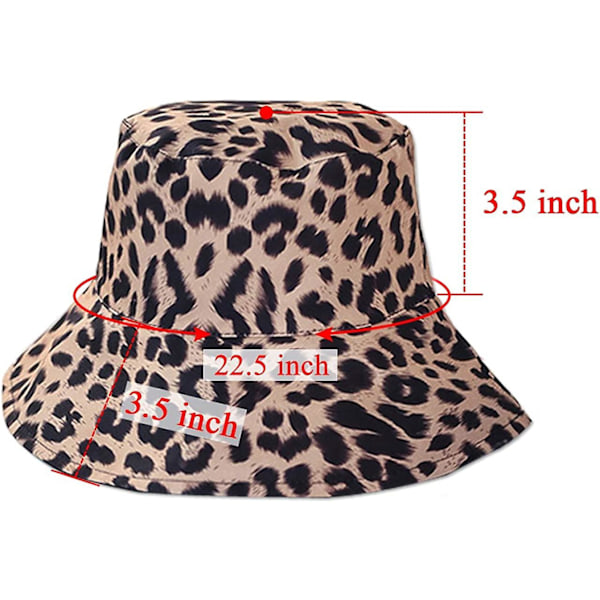 Reversibel Spandau Hat til Kvinder - Mode Leopard Fiskerhat Pakbar Blød Solhat