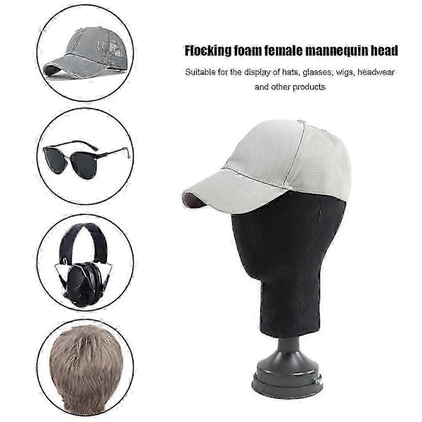 Flocking Skum Mannequin Hoved Model Foto Props Voksen Mannequin Hoved Form Parykker Briller Hat Display Holder